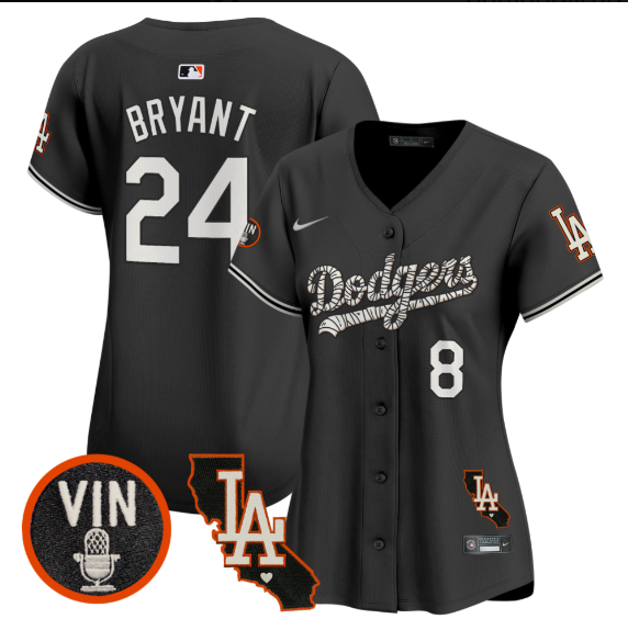 Women Los Angeles Dodgers #24 Bryant 2025 black Limited Stitched Jersey